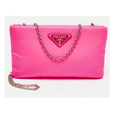 Prada Neon Pink Soft Nylon Chain Pochette