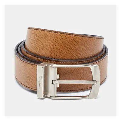 Salvatore Ferragamo Tan/Black Leather Cut to Size Reversible Buckle Belt