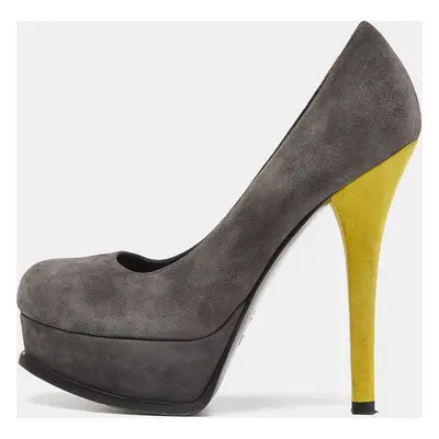 Fendi Grey Suede Fendista Platform Pumps Size