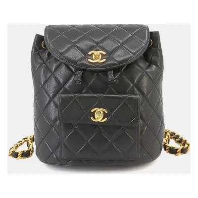 Chanel Black Leather Quilted Duma Backpack