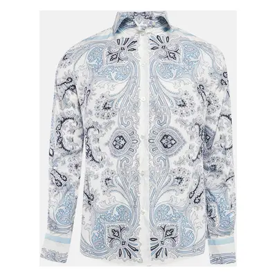 Etro White/Blue Paisley Print Cotton Full Sleeve Shirt