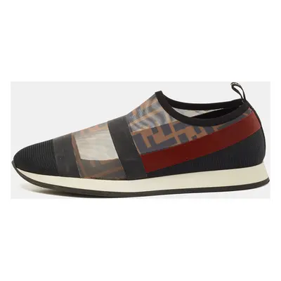 Fendi Multicolor Zucca Mesh And Leather Colibri Slip On Sneakers Size