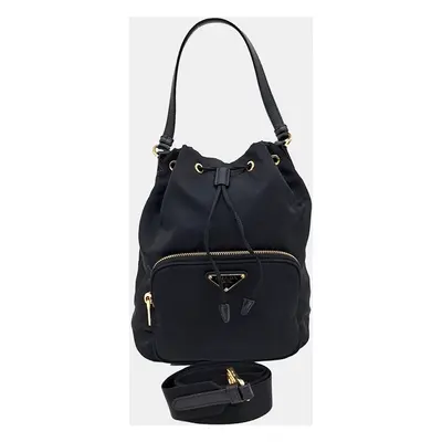 Prada Black Fabric Bucket Large Bag