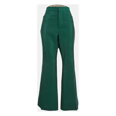 Gucci Green Wool Wide Leg Trousers