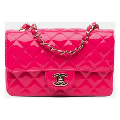 Chanel Pink Mini Rectangular Classic Patent Single Flap