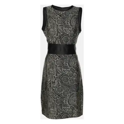 CH Carolina Herrera Monochrome Jacquard Fabric Midi Sleeveless Dress