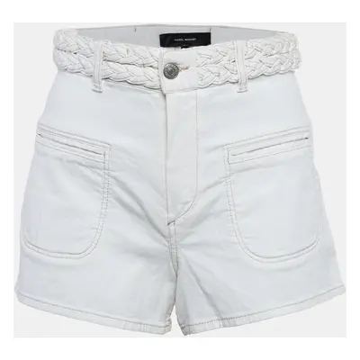 Isabel Marant White Denim Braided Waist Shorts