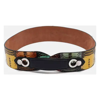 Fendi Multicolor Watersnake Leather Waist Belt 85CM