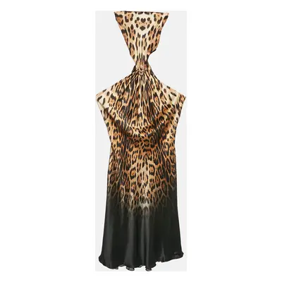 Roberto Cavalli Multicolored Animal Print Brooch Detail Short Dress