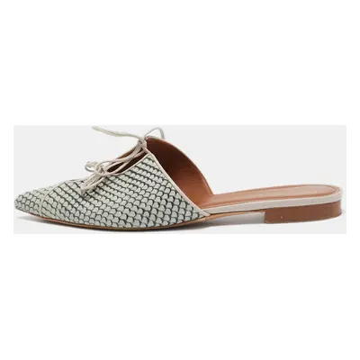 Malone Souliers Grey Python Maisie Pointed Toe Flat Mules Size