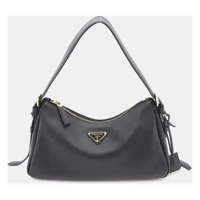 Prada Black Leather Aimee Medium Shoulder Bag