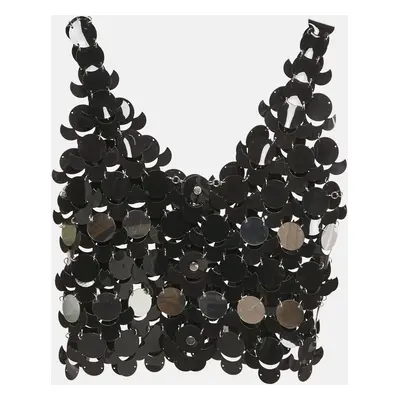 Paco Rabanne Black Synthetic Sequin Sheer Crop Top