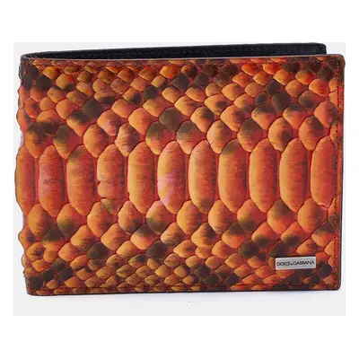 Dolce & Gabbana Orange Python Bifold Wallet