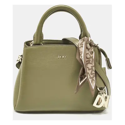 Dkny Olive Green Leather Paige Tote