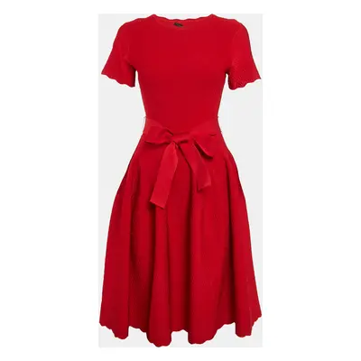 CH Carolina Herrera Red Textured Knit Short Dress