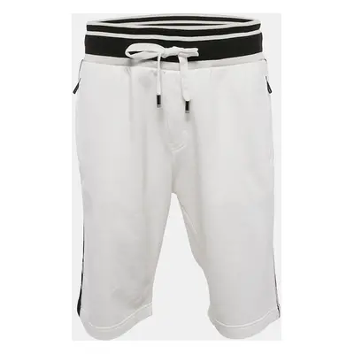 Dolce & Gabbana White Logo Intarsia Cotton Bermuda Shorts