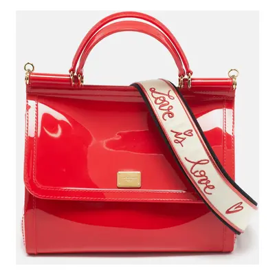 Dolce & Gabbana Red Rubber Regular Miss Sicily Top Handle Bag