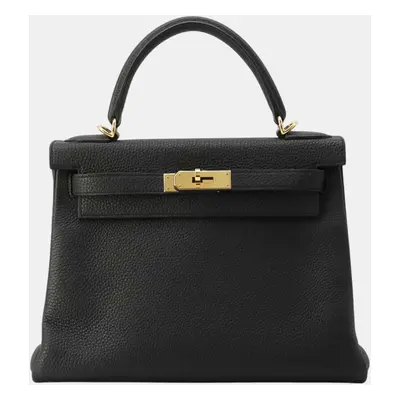 Hermes Black Togo Leather Kelly Tote Bag