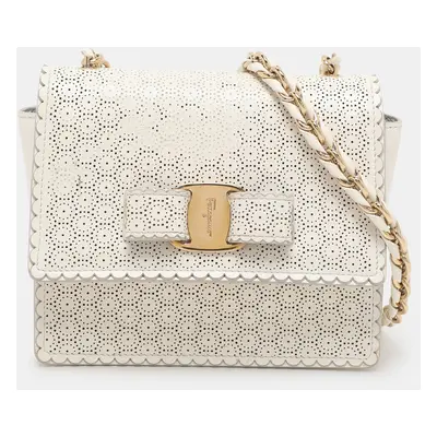 Salvatore Ferragamo White Leather Ginny Crossbody Bag