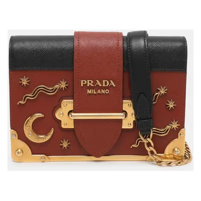 Prada Brick Red/Black Leather Astrology Celestial Cahier Crossbody Bag