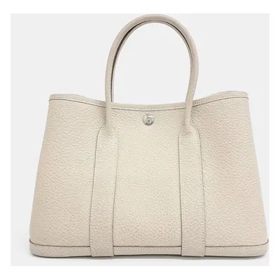 Hermes White Leather Garden Party bag