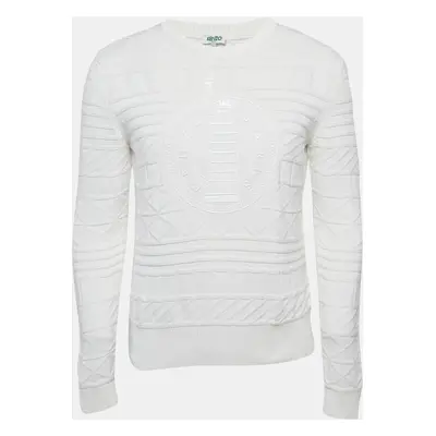 Kenzo White Statue Of Liberty Print Textured Knit Sweater