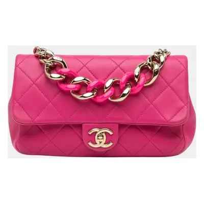 Chanel Pink Small Lambskin Elegant Chain Single Flap