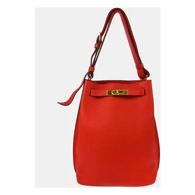 Hermes Rouge Garance Togo So Kelly Shoulder Bag