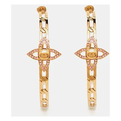 Louis Vuitton Flower Crystals Gold Tone Earrings