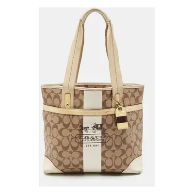 Coach Tricolor Coated Canvas Heritage Striped Tote