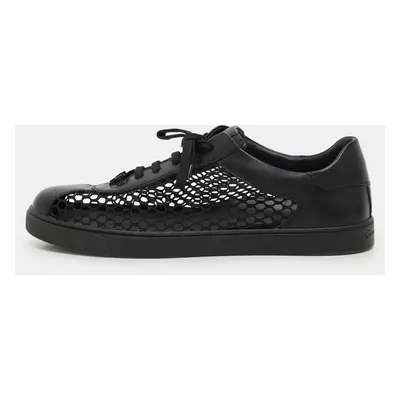 Gianvito Rossi Black Knit and Leather Helena Low Top Sneakers Size