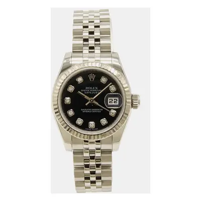 Rolex Black Diamond Stainless Steel Datejust Automatic Women's Wristwatch mm