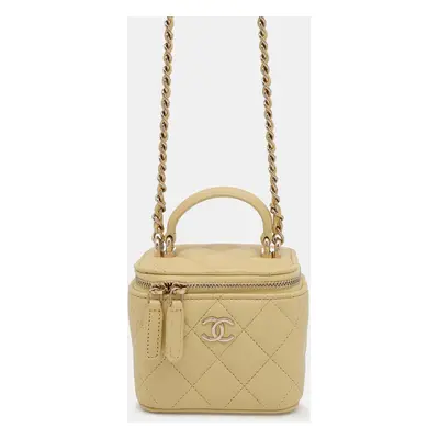 Chanel Yellow Lambskin Small Vanity Case