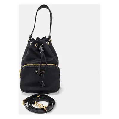 Prada Black Fabric bucket tote and crossbody bag