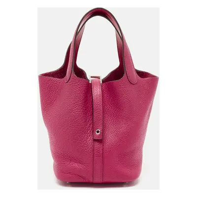 Hermes Rose Mexico/Rouge Coeur Taurillon Clemence Leather Picotin Lock Bag