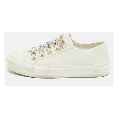 Dior White Canvas Walk'n'Dior Low Top Sneakers Size 37.5