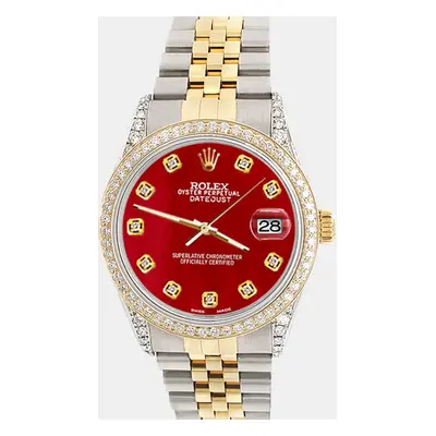 Rolex datejust 1.4ct diamond bezel lugs red mop dial jubilee Wristwatch