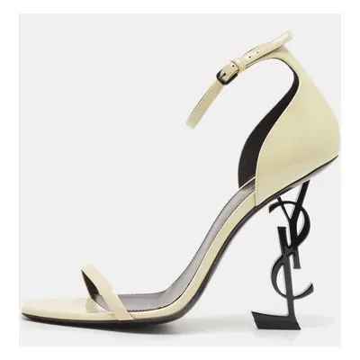 Saint Laurent Cream Patent Leather Opyum Ankle Strap Sandals Size