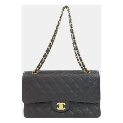 Chanel Black Caviar Leather Classic Double Flap Medium Bag