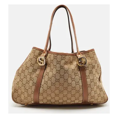 Gucci Bronze/Beige GG Canvas GG Twins Tote