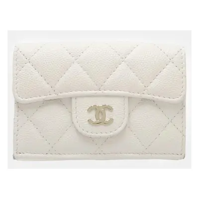 Chanel White Caviar Skin Classic Small Flap Matelasse Trifold Wallet