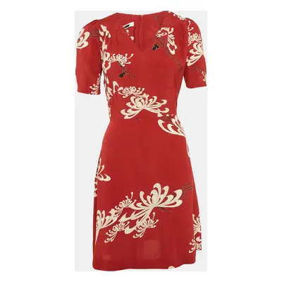 McQ by Alexander McQueen Printed Red V-Neck Mini Dress