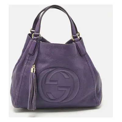 Gucci Purple Leather Soho Tassel Tote