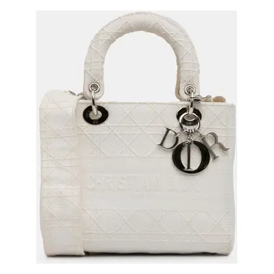 Dior White Medium Cannage Lady D-Lite