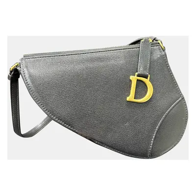 Dior Black Leather Saddle Bag