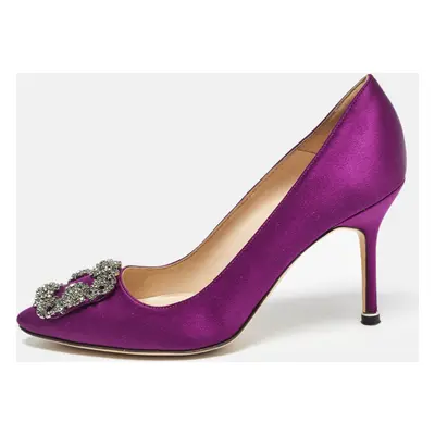 Manolo Blahnik Purple Satin Hangisi Pumps Size 36.5