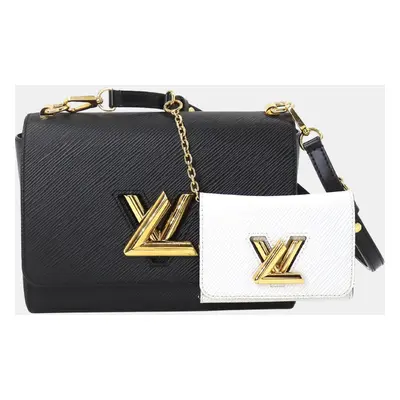 Louis Vuitton Leather Noir Blanc Epi Twist MM Chain Shoulder Bag