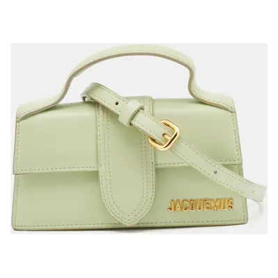 Jacquemus Light Green Leather Le Bambino Mini Top Handle Bag.