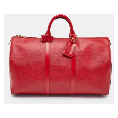 Louis Vuitton Red Epi Leather Keepall Bandouliere Bag