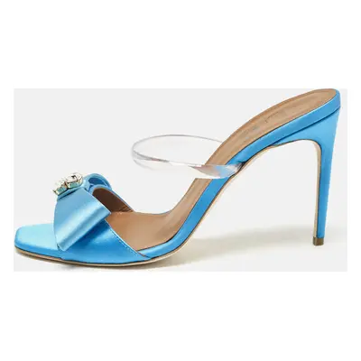 Malone Souliers Blue Satin Emily Slide Sandals Size